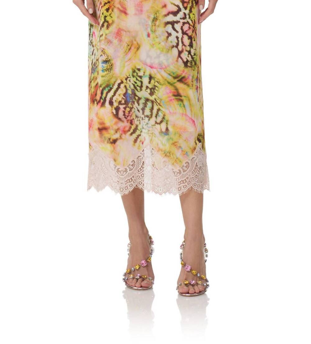 NEW AFRM ackley midi skirt in pink shell swirl